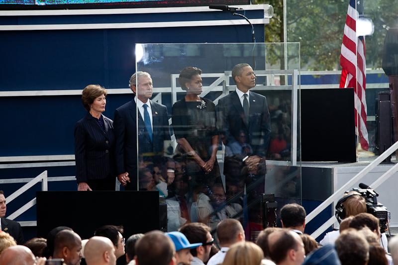 President Barack Obama and George Bush attend the ceremony